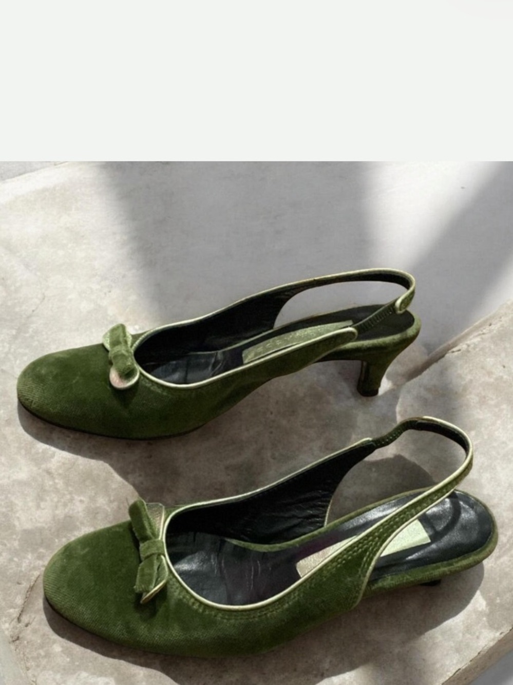 Marc Jacobs Green Silver Suede Bow Heel 2’ Sandals Size 6 M